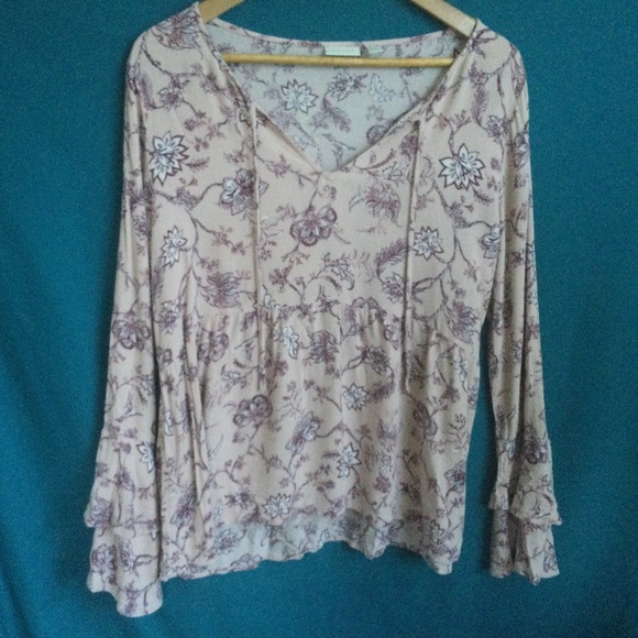 Hinge Blouse M/L Ruffle Flounce Sleeve Pink Baby Doll Romantic - Picture 9 of 16